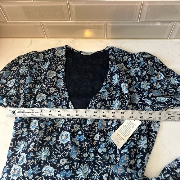 NWT St Roche Pearl Dress in Navy Wrap Around Midi Puff Sleeve Floral Size 4 - Picture 9 of 16